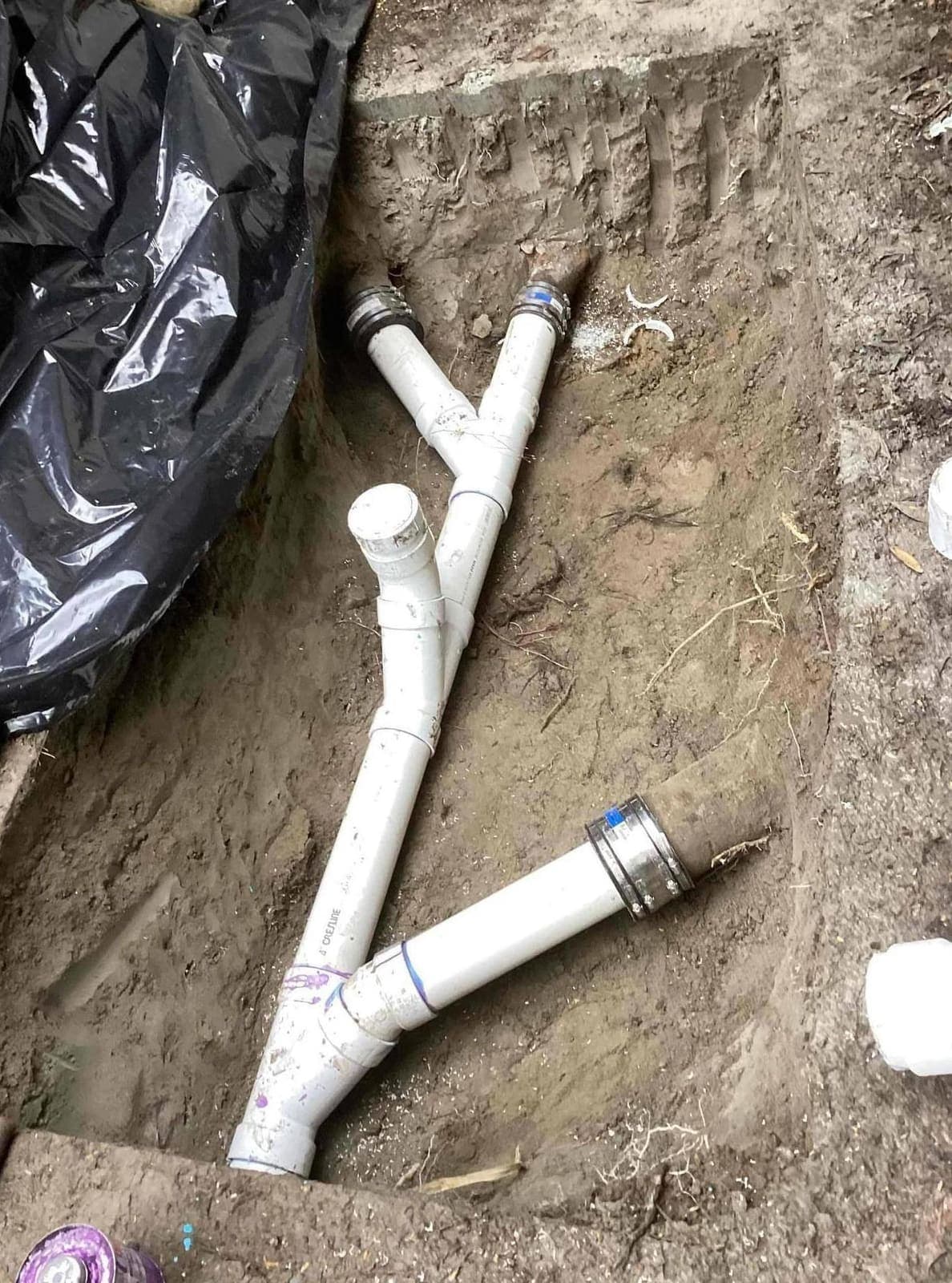 Sewer Line Y-Fitting Connection